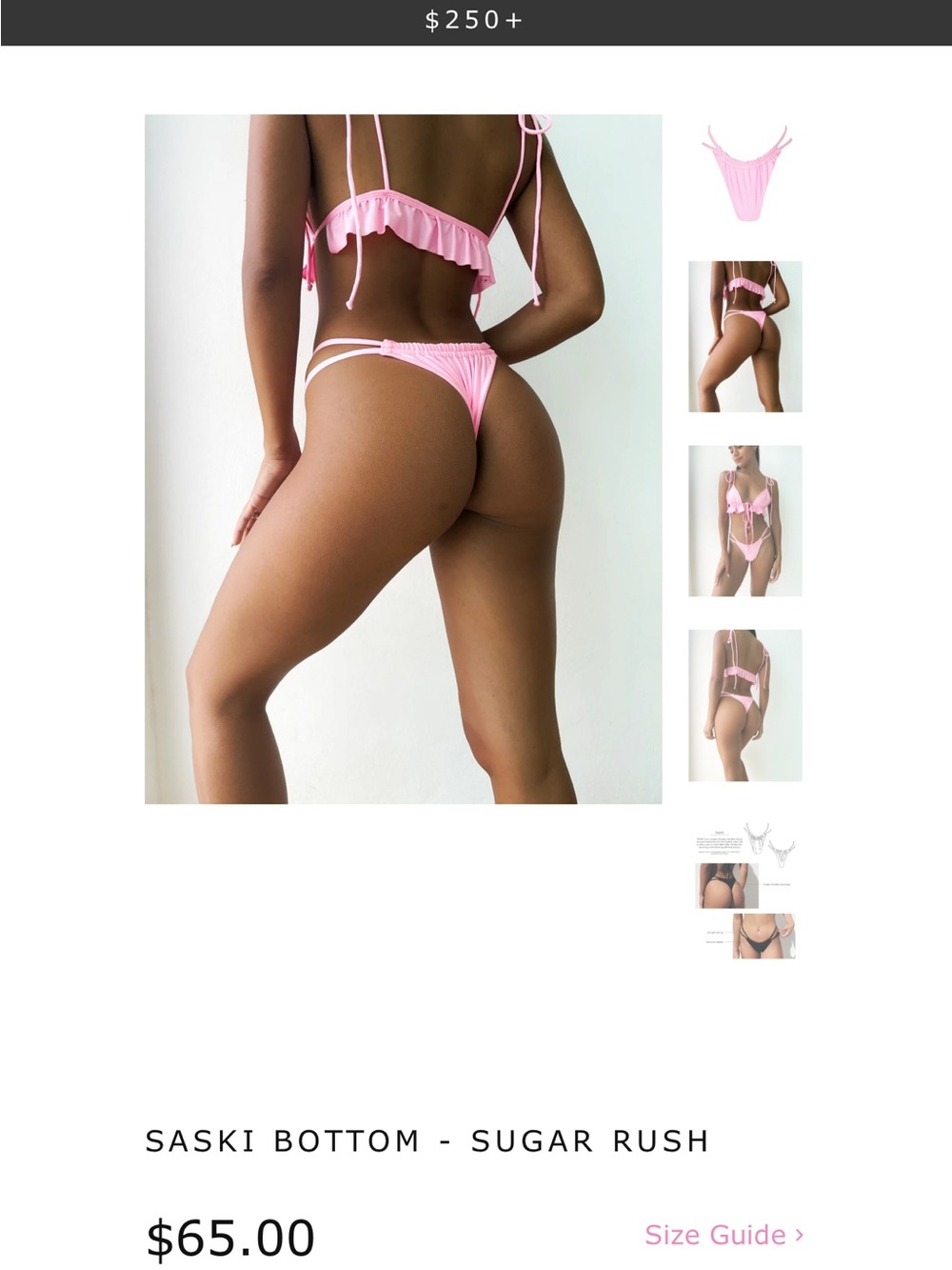 Pink Ruched Triangle Bikini Bottom - Picture 2 of 2
